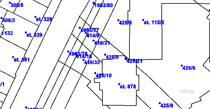 Parcela st. 425/9 v KÚ Rokytnice u Vsetína, Katastrální mapa