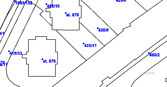 Parcela st. 425/11 v KÚ Rokytnice u Vsetína, Katastrální mapa