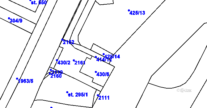 Parcela st. 425/14 v KÚ Rokytnice u Vsetína, Katastrální mapa