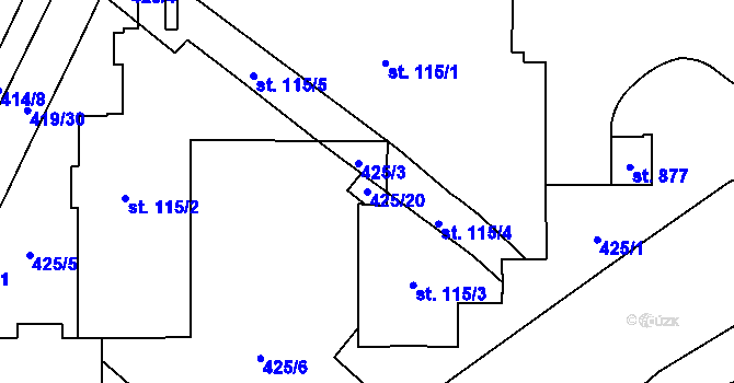 Parcela st. 425/20 v KÚ Rokytnice u Vsetína, Katastrální mapa