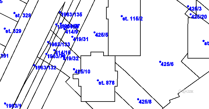 Parcela st. 425/21 v KÚ Rokytnice u Vsetína, Katastrální mapa