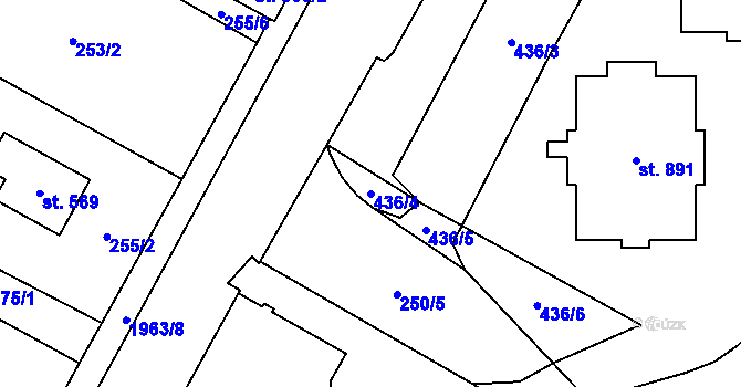Parcela st. 436/4 v KÚ Rokytnice u Vsetína, Katastrální mapa