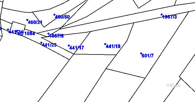 Parcela st. 441/18 v KÚ Rokytnice u Vsetína, Katastrální mapa