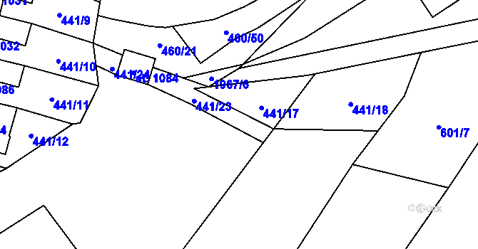 Parcela st. 441/23 v KÚ Rokytnice u Vsetína, Katastrální mapa