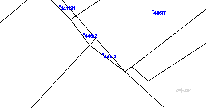 Parcela st. 445/3 v KÚ Rokytnice u Vsetína, Katastrální mapa