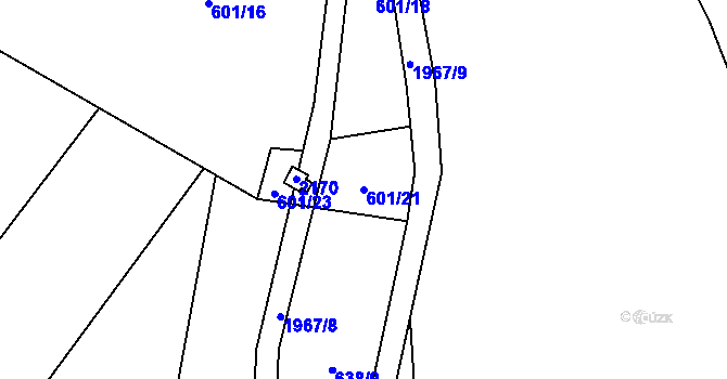 Parcela st. 601/21 v KÚ Rokytnice u Vsetína, Katastrální mapa