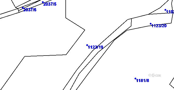 Parcela st. 1123/19 v KÚ Rokytnice u Vsetína, Katastrální mapa