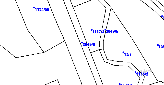 Parcela st. 2049/6 v KÚ Rokytnice u Vsetína, Katastrální mapa