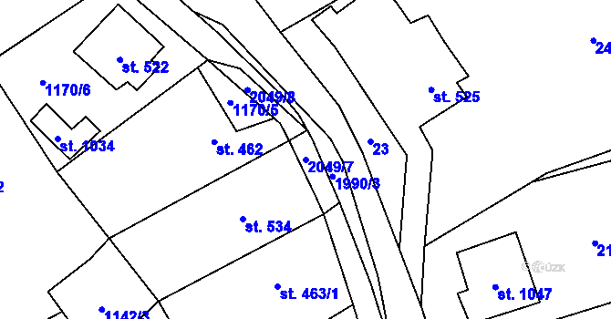 Parcela st. 2049/7 v KÚ Rokytnice u Vsetína, Katastrální mapa