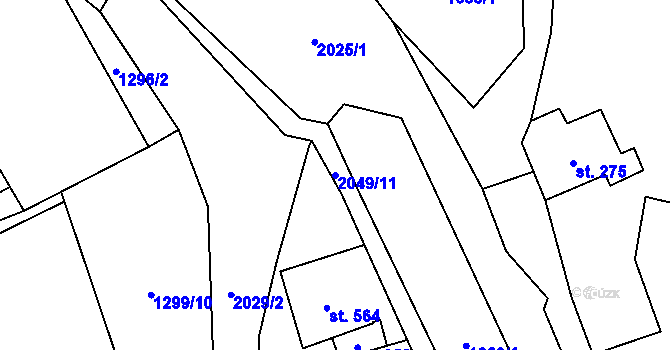 Parcela st. 2049/11 v KÚ Rokytnice u Vsetína, Katastrální mapa