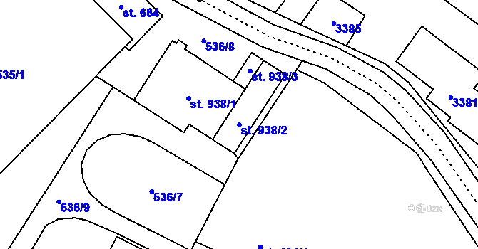Parcela st. 938/2 v KÚ Rokytnice u Vsetína, Katastrální mapa