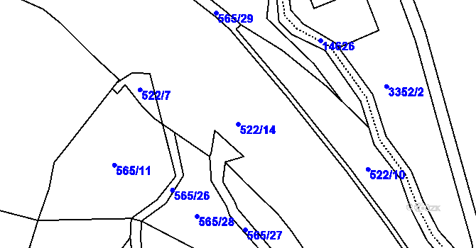 Parcela st. 522/14 v KÚ Rokytnice u Vsetína, Katastrální mapa
