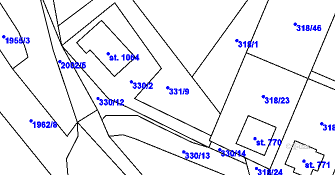 Parcela st. 331/9 v KÚ Rokytnice u Vsetína, Katastrální mapa