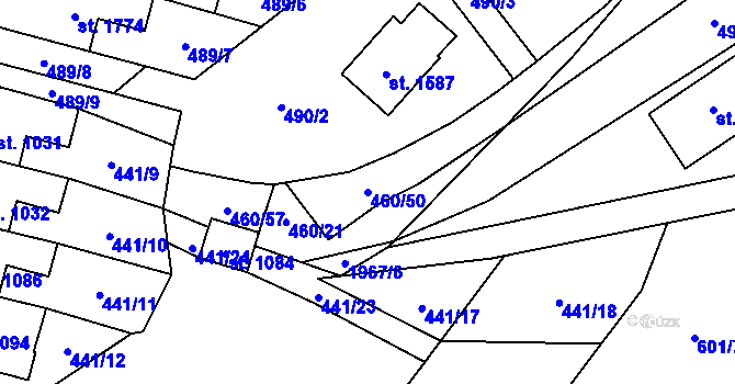 Parcela st. 460/50 v KÚ Rokytnice u Vsetína, Katastrální mapa