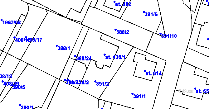 Parcela st. 436/1 v KÚ Rokytnice u Vsetína, Katastrální mapa