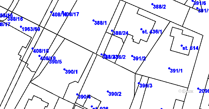 Parcela st. 436/2 v KÚ Rokytnice u Vsetína, Katastrální mapa