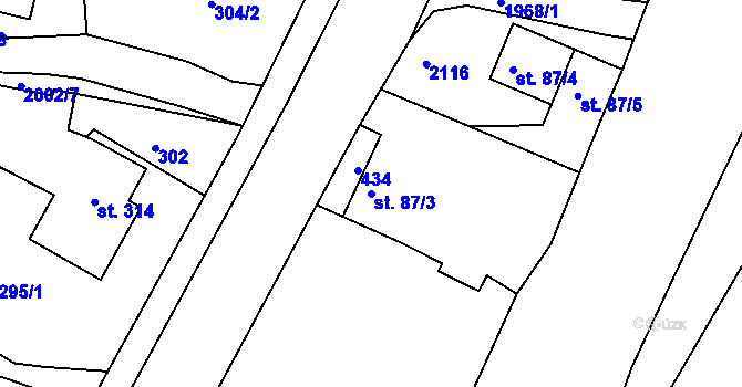 Parcela st. 87/3 v KÚ Rokytnice u Vsetína, Katastrální mapa