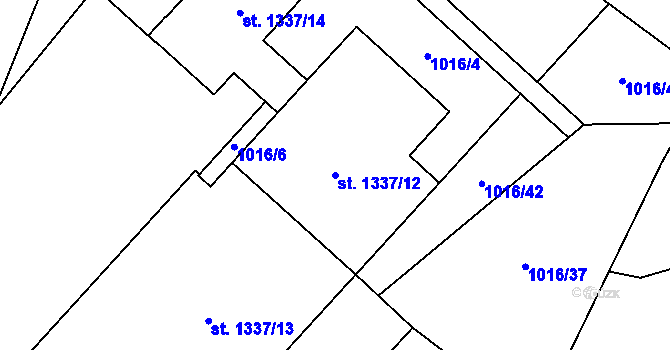 Parcela st. 1337/12 v KÚ Rokytnice u Vsetína, Katastrální mapa