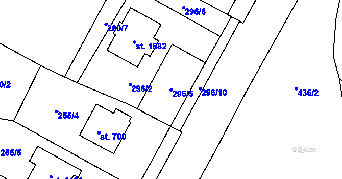 Parcela st. 296/5 v KÚ Rokytnice u Vsetína, Katastrální mapa