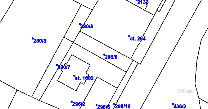 Parcela st. 296/6 v KÚ Rokytnice u Vsetína, Katastrální mapa