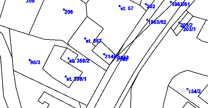 Parcela st. 2145 v KÚ Rokytnice u Vsetína, Katastrální mapa