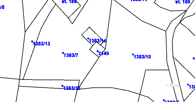 Parcela st. 2149 v KÚ Rokytnice u Vsetína, Katastrální mapa
