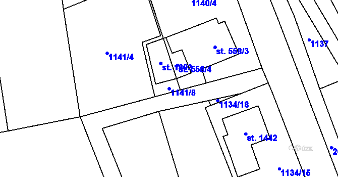 Parcela st. 1141/8 v KÚ Rokytnice u Vsetína, Katastrální mapa