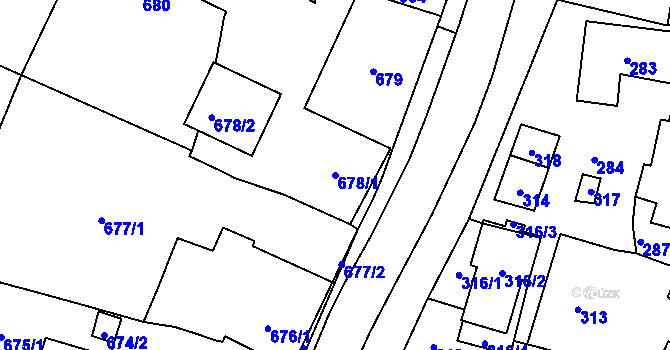 Parcela st. 678/1 v KÚ Jasenka, Katastrální mapa