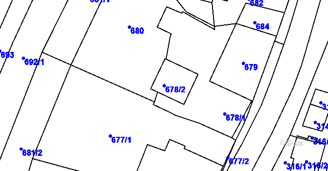 Parcela st. 678/2 v KÚ Jasenka, Katastrální mapa