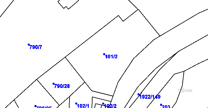 Parcela st. 101/2 v KÚ Jasenka, Katastrální mapa