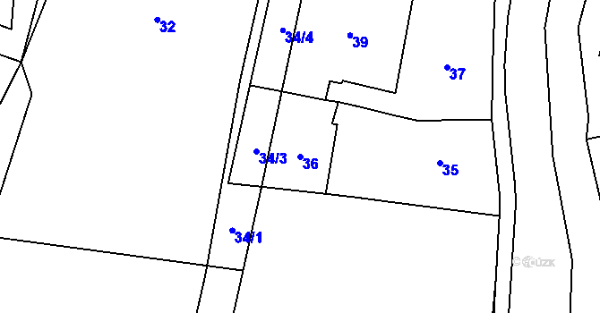 Parcela st. 36 v KÚ Jasenka, Katastrální mapa