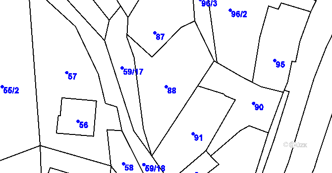 Parcela st. 88 v KÚ Jasenka, Katastrální mapa
