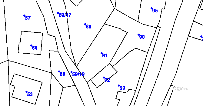 Parcela st. 91 v KÚ Jasenka, Katastrální mapa