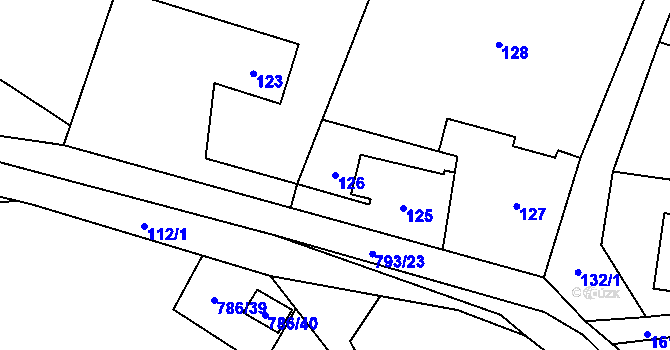 Parcela st. 126 v KÚ Jasenka, Katastrální mapa