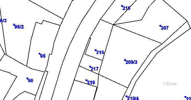 Parcela st. 215 v KÚ Jasenka, Katastrální mapa