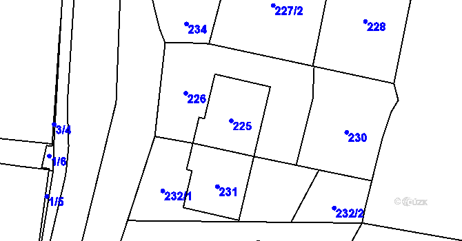 Parcela st. 225 v KÚ Jasenka, Katastrální mapa