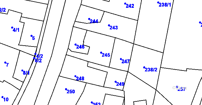 Parcela st. 245 v KÚ Jasenka, Katastrální mapa