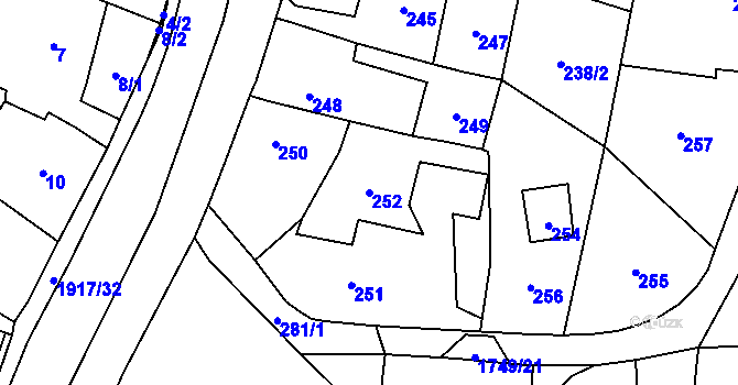 Parcela st. 252 v KÚ Jasenka, Katastrální mapa