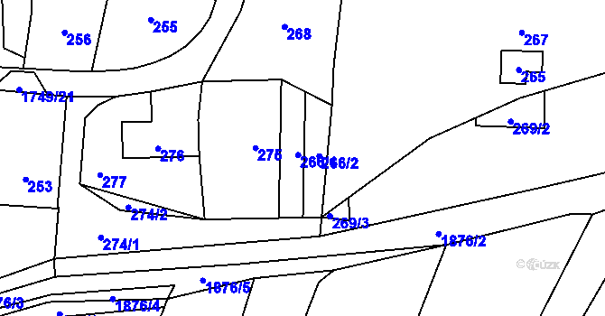 Parcela st. 266 v KÚ Jasenka, Katastrální mapa