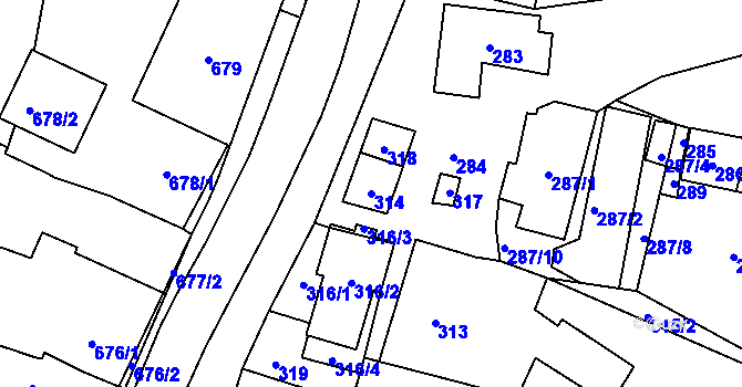Parcela st. 314 v KÚ Jasenka, Katastrální mapa