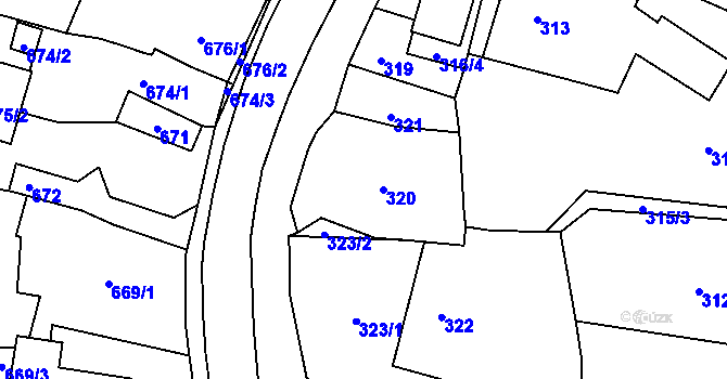 Parcela st. 320 v KÚ Jasenka, Katastrální mapa