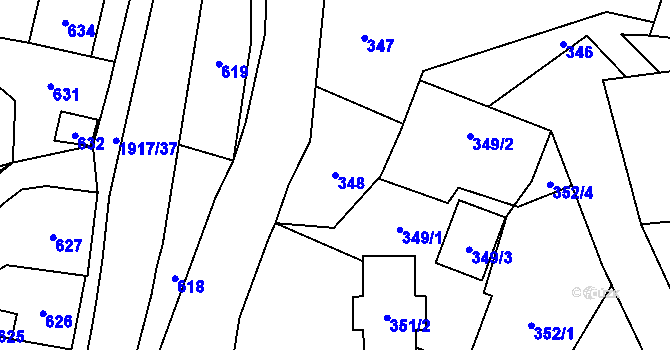 Parcela st. 348 v KÚ Jasenka, Katastrální mapa