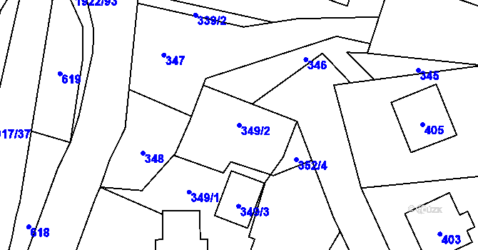 Parcela st. 349/2 v KÚ Jasenka, Katastrální mapa