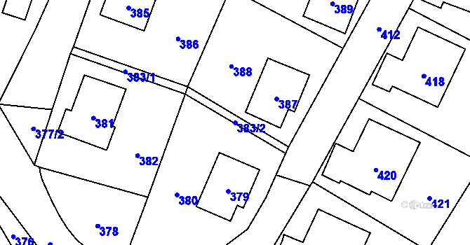 Parcela st. 383/2 v KÚ Jasenka, Katastrální mapa