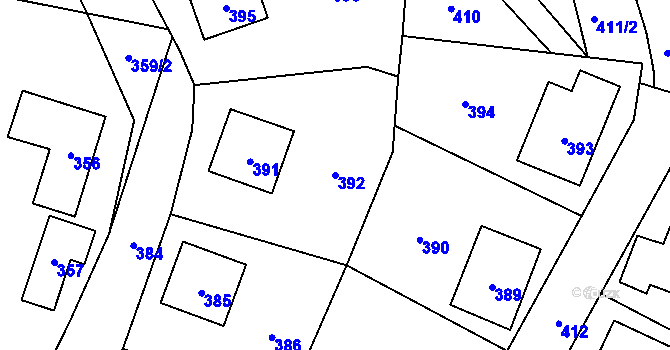 Parcela st. 392 v KÚ Jasenka, Katastrální mapa