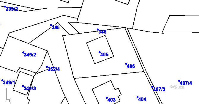 Parcela st. 405 v KÚ Jasenka, Katastrální mapa