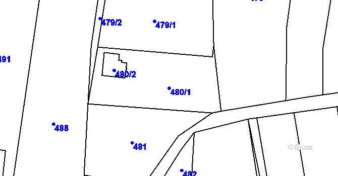 Parcela st. 480/1 v KÚ Jasenka, Katastrální mapa