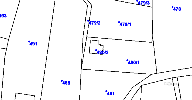 Parcela st. 480/2 v KÚ Jasenka, Katastrální mapa
