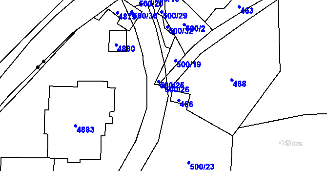 Parcela st. 500/26 v KÚ Jasenka, Katastrální mapa
