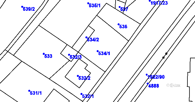 Parcela st. 534/1 v KÚ Jasenka, Katastrální mapa